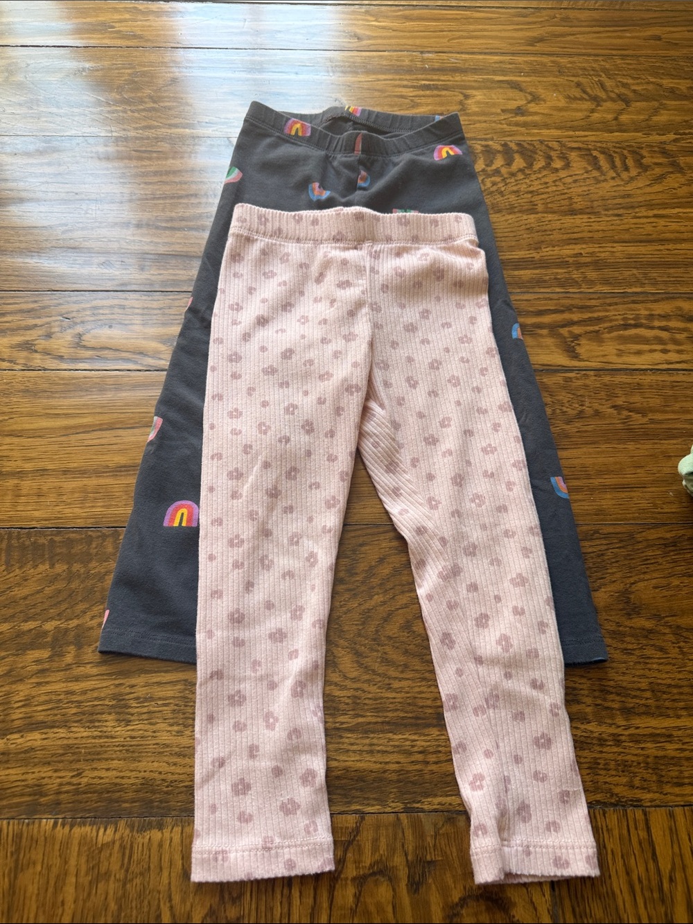 Cat & Jack Girls' Pink Leggings + Charcoal Rainbow Leggings - 2 Pack
